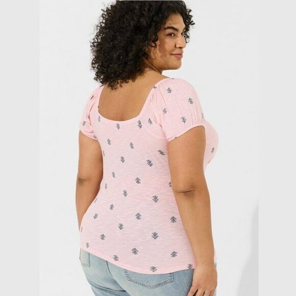 Torrid - Super Soft Slub Scoop Neck Bust Fitted Top in Almond Blossom Pink​​​ - Picture 13 of 14